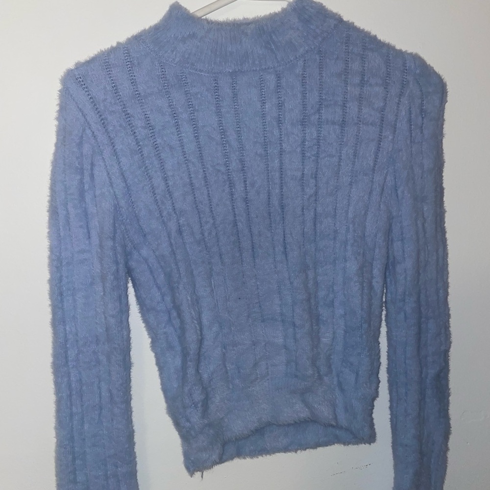 blue forever 21 fuzzy sweater